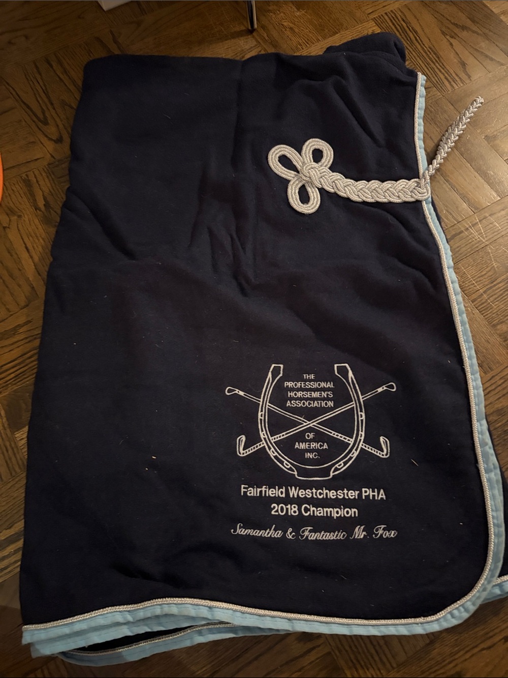 Fairfield Westchester PHA 2018 Champion Navy Horse Wool Horse Cooler Blanket